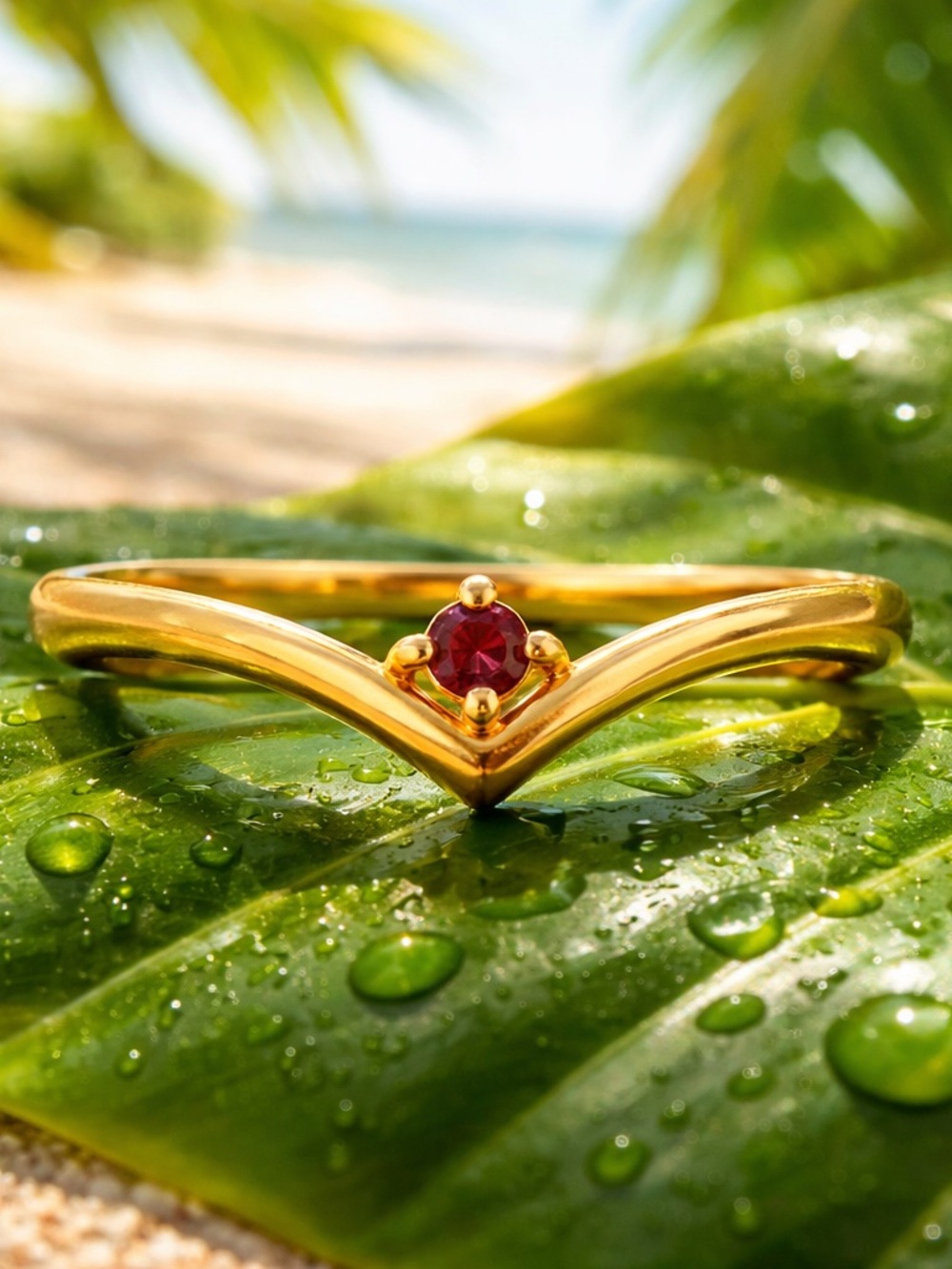 NEW! 18k Gold Garnet Ring
